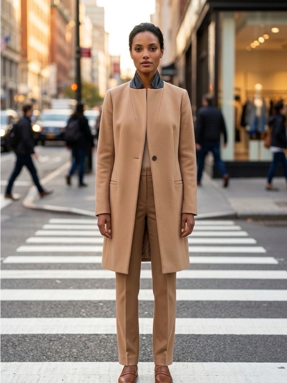 All Saints Camel Wool Blend Coat